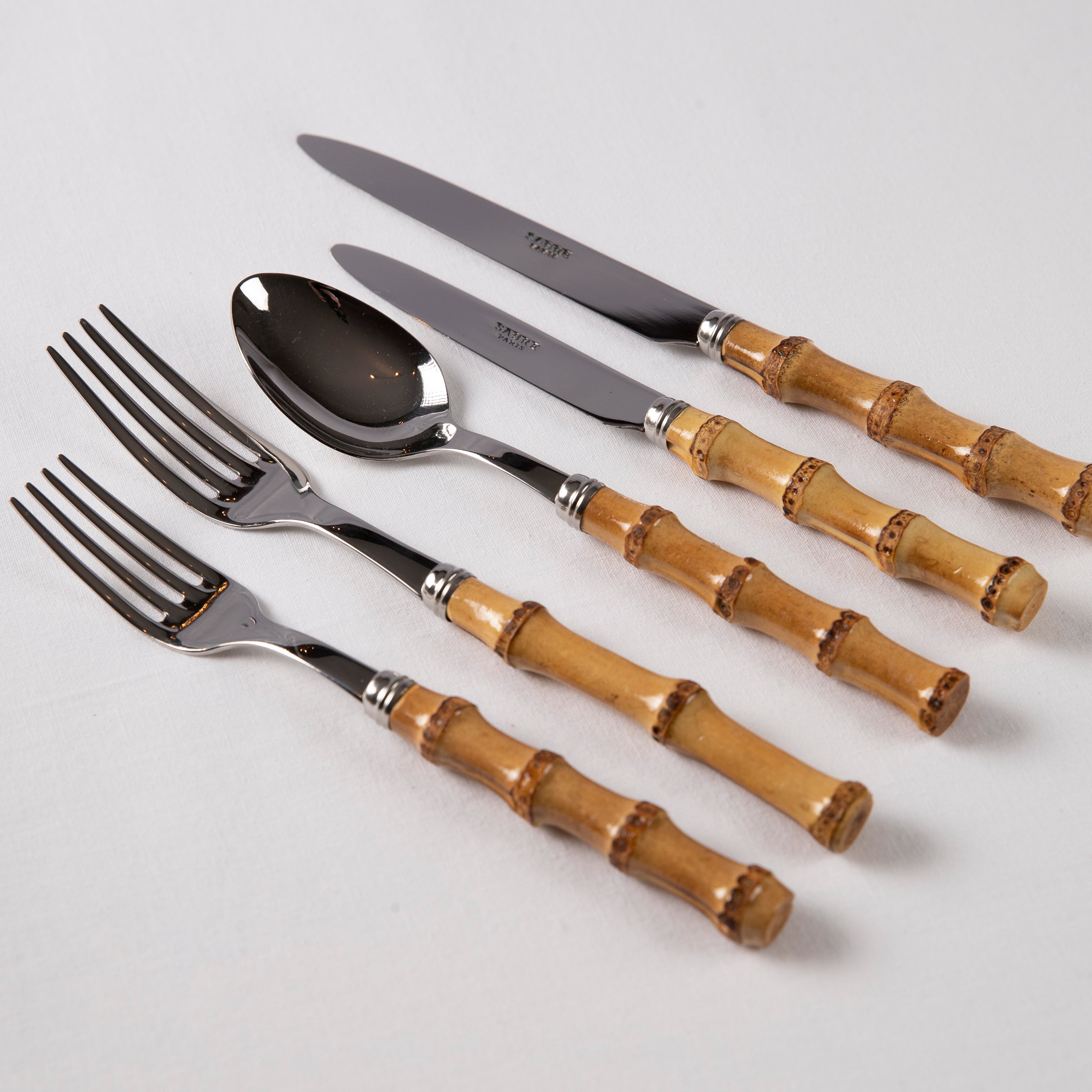 Faux Bamboo White 5-Piece Cutlery Set