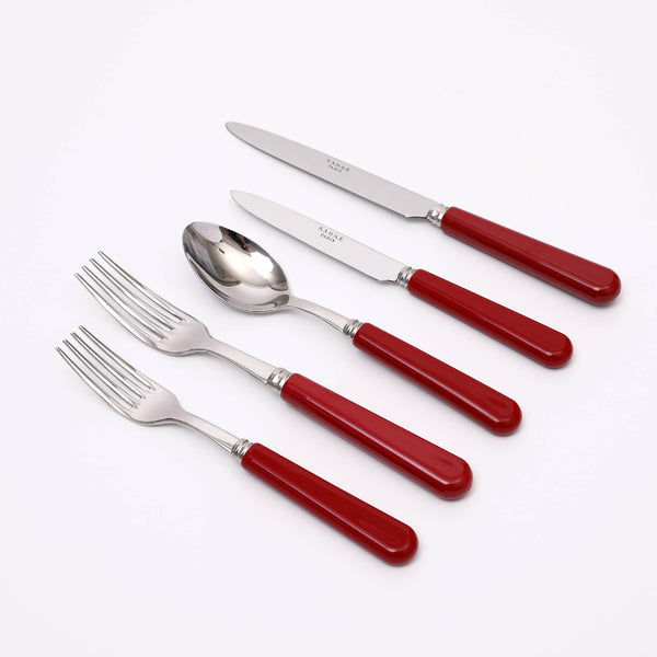 Five Piece Burgundy Flatware set by Sabre