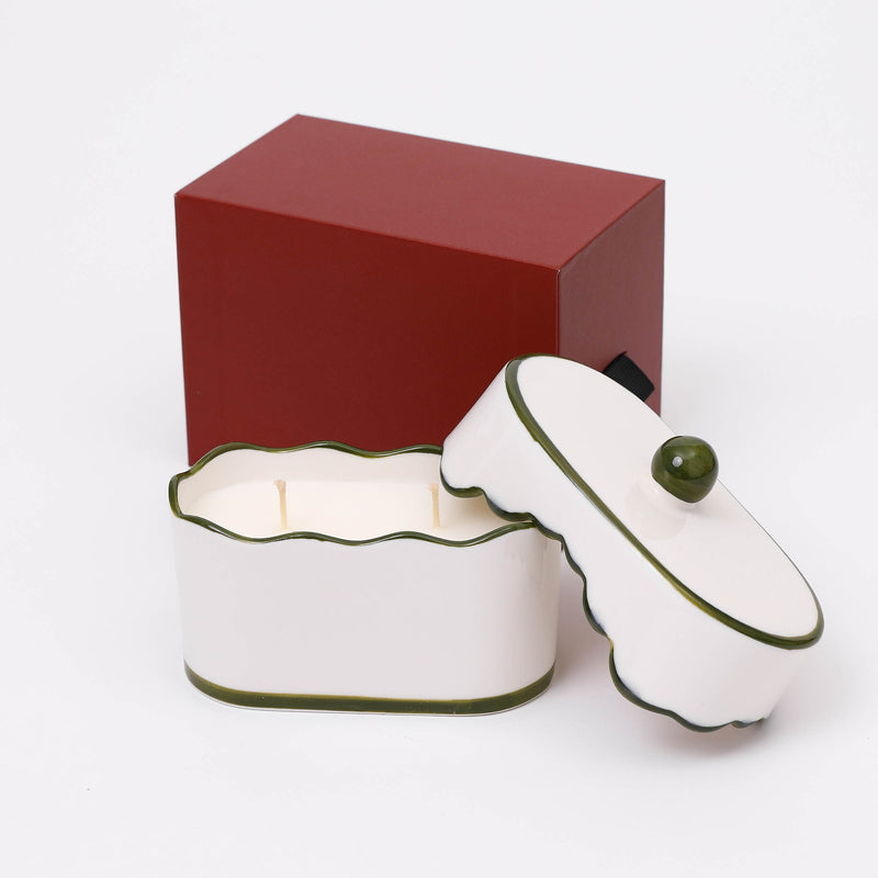 Ceramic dish wax candle