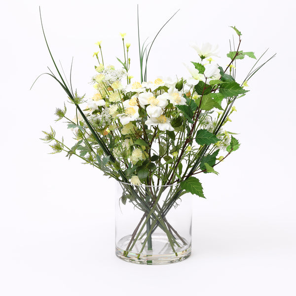 Cottage Garden Floral arrangement and Glass Vase