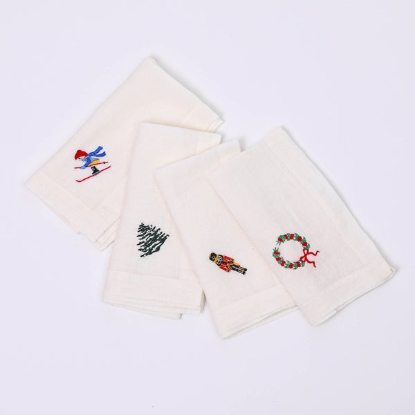 Christmas linen napkins - set of four