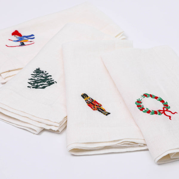 Christmas linen napkins - set of four