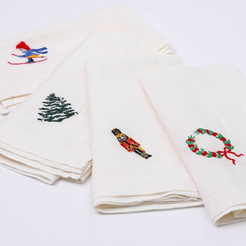Christmas linen napkins - set of four