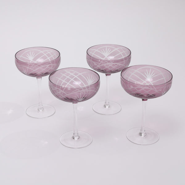 Etched Champagne coupe glass - set of 4