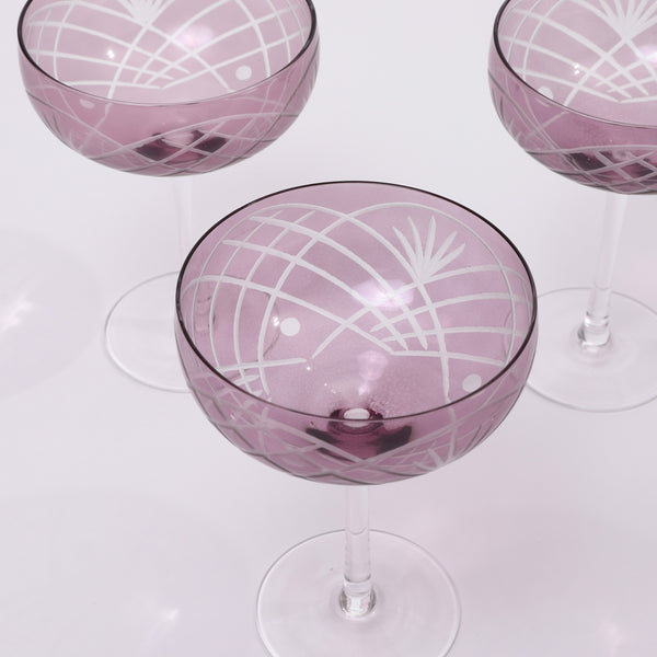 Etched Champagne coupe glass - set of 4