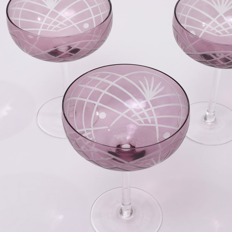 Etched Champagne coupe glass - set of 4