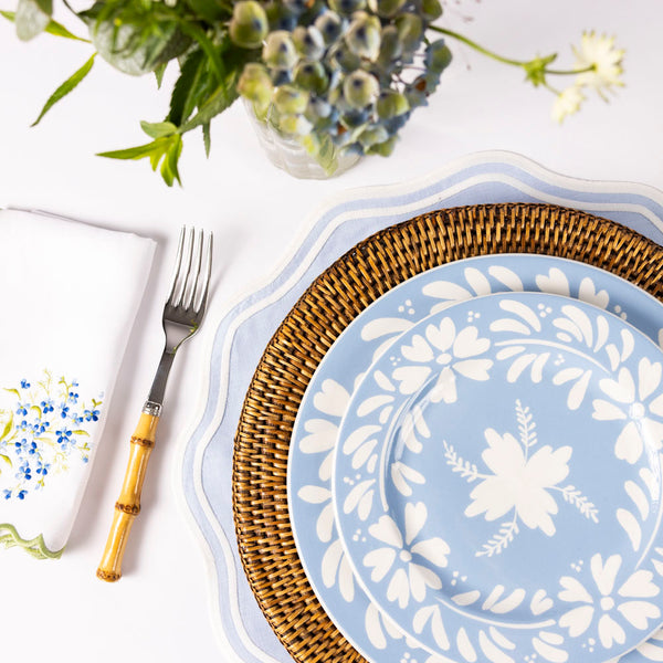 Hand painted white floral dinner plate