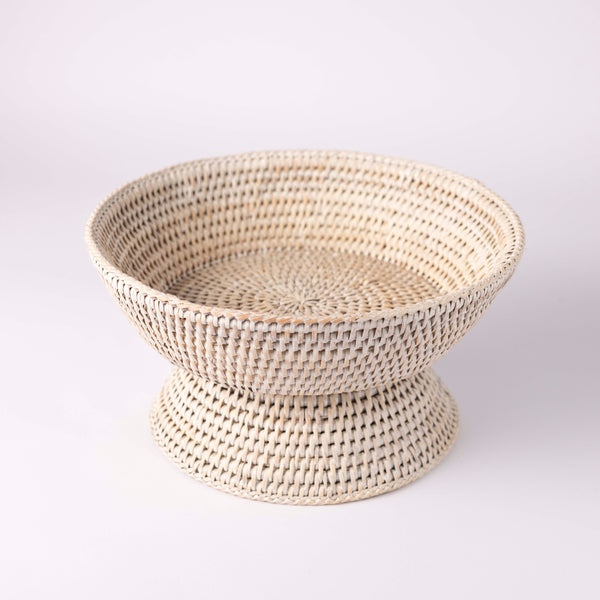 Rattan Fruit Bowl - White washed