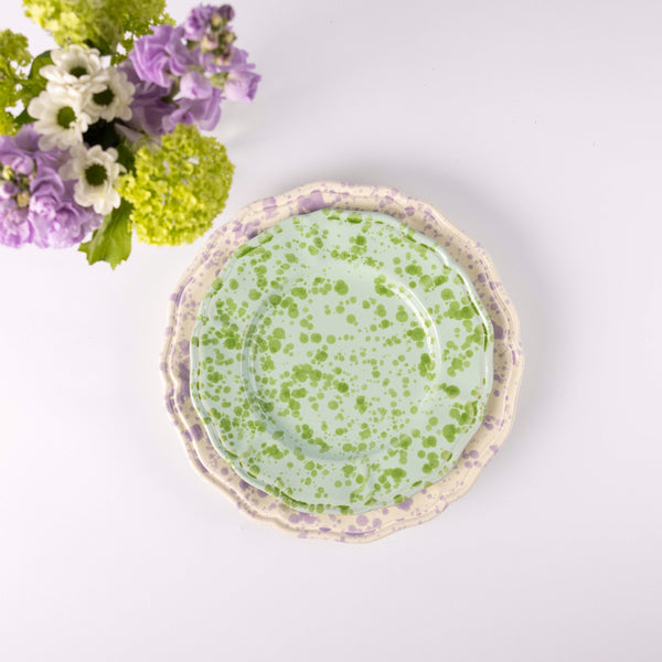 Scalloped Edge Splatter Plate - Light Green Starter