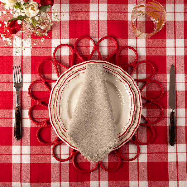 Red and white gingham tablecloth