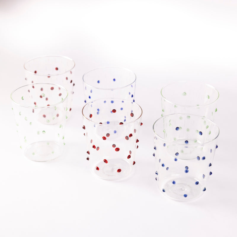 Blue Dotty Glasses - Set of Four