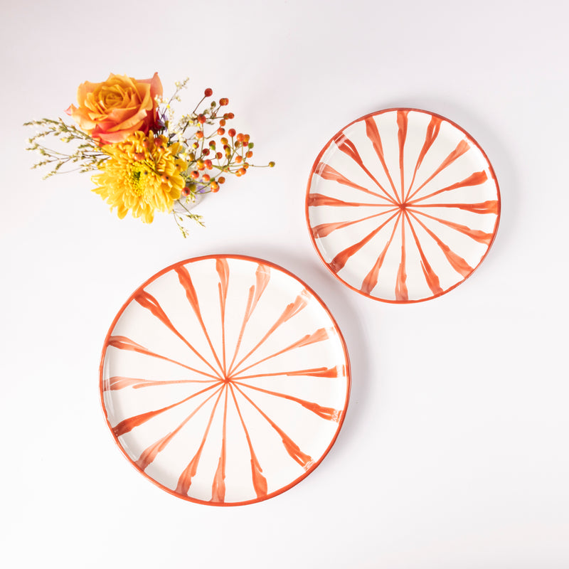 Rust Candy Cane Ceramic Dinner Plates