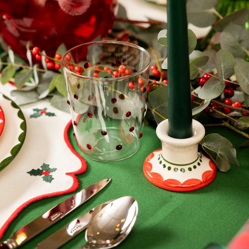 Navidad Scalloped Edge Candle Holder