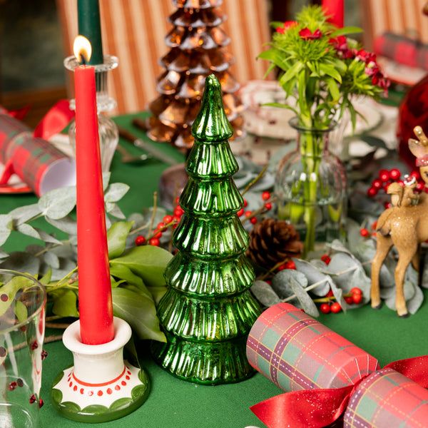 Navidad Scalloped Edge Candle Holder