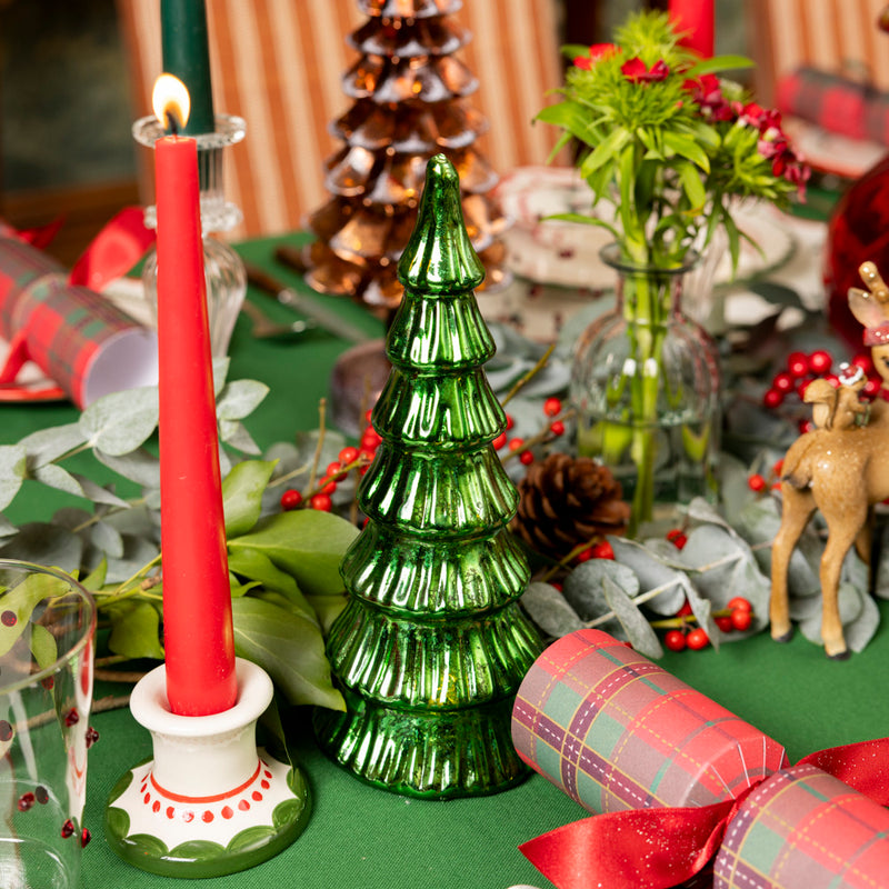 Navidad Scalloped Edge Candle Holder