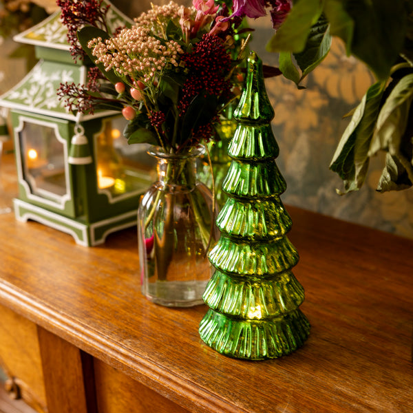 Green Lit Christmas Tree - Set of Two