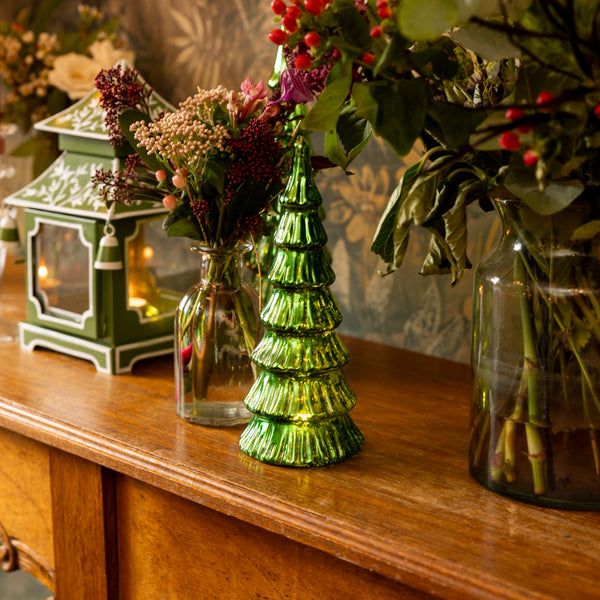 Green Lit Christmas Tree - Set of Two