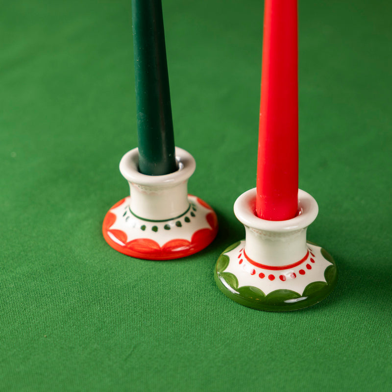 Navidad Scalloped Edge Candle Holder