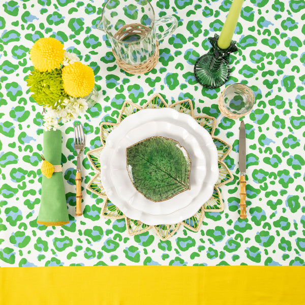 Green leopard tablecloth