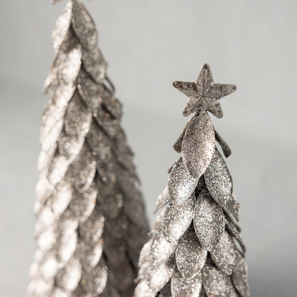 Silver leaf christmas trees - set of two