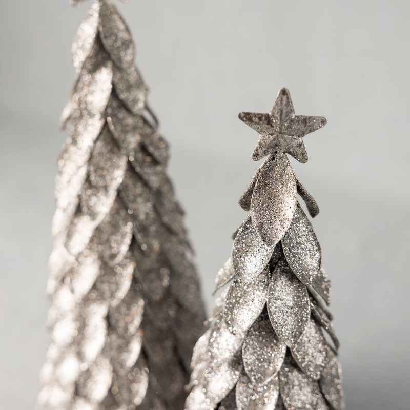 Silver leaf christmas trees - set of two