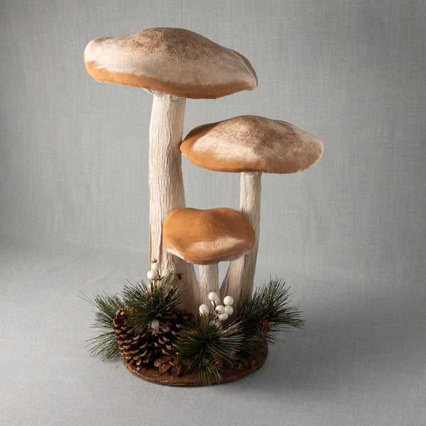 large statement decoration trio of mushrooms