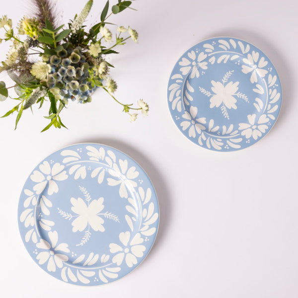 Hand painted white floral starter plate