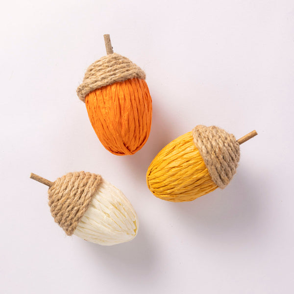 Rope and Paper Acorns - Set of 3