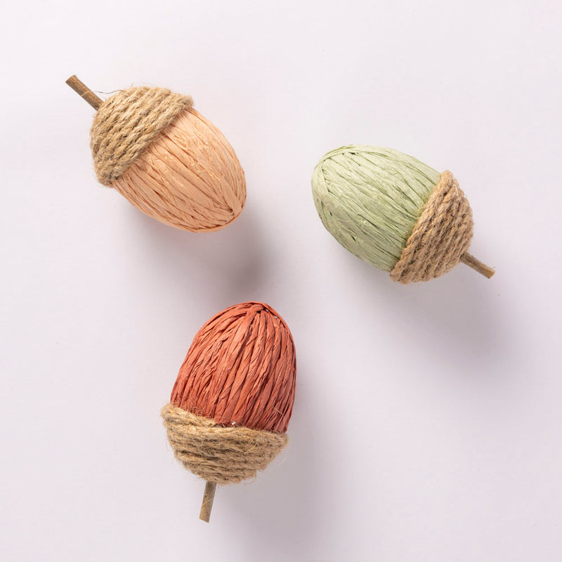 Rope and Paper Acorns - Set of 3