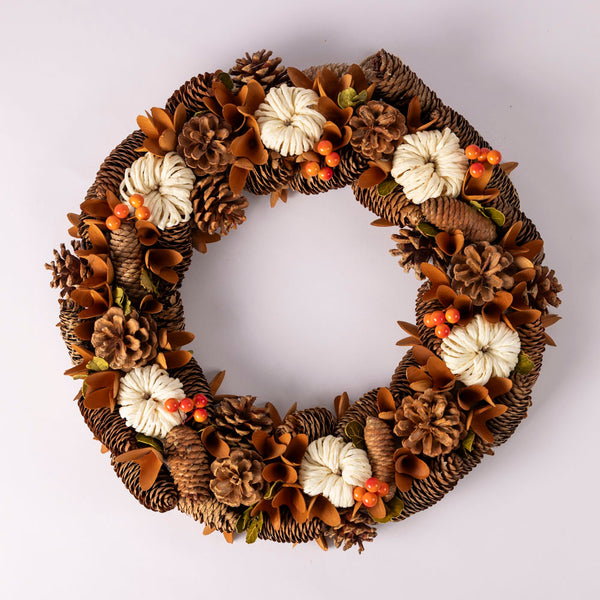 Pinecone berry pumpkin wreath