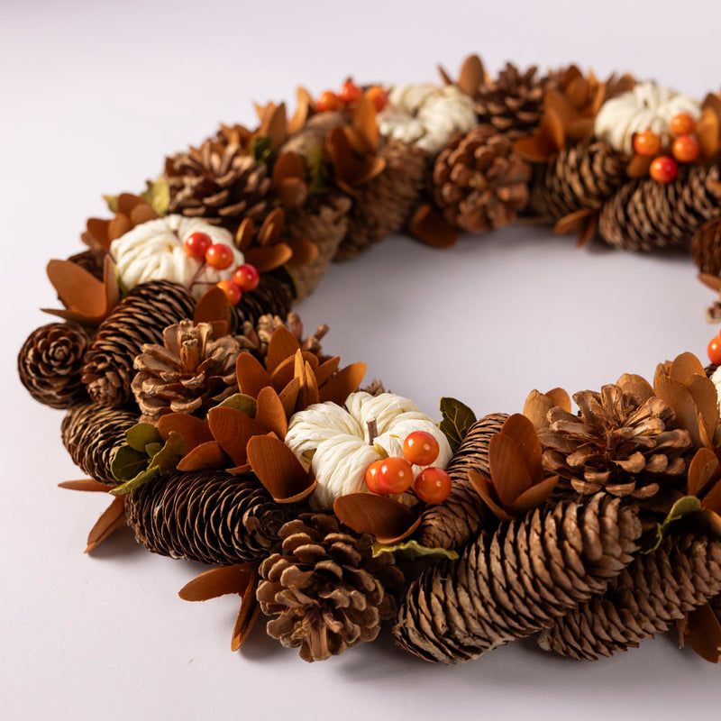 Pinecone berry pumpkin wreath