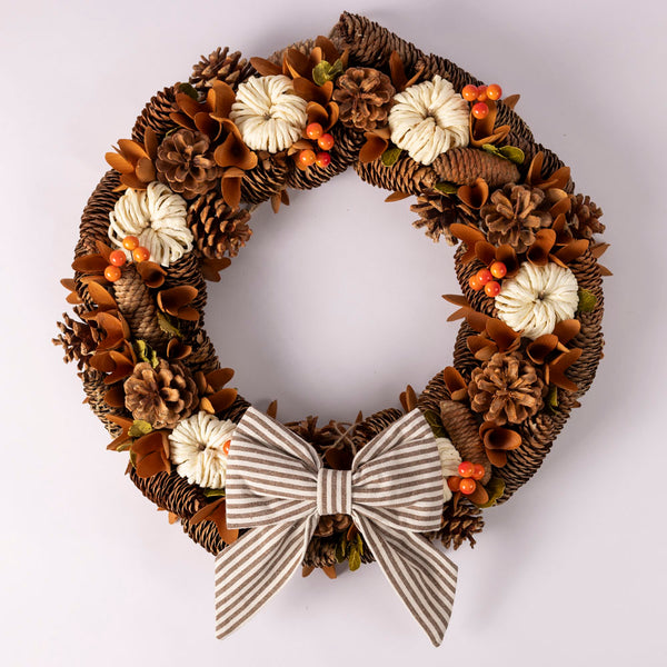 Pinecone berry pumpkin wreath