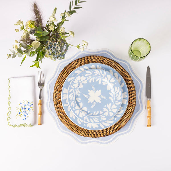 Hand painted white floral starter plate