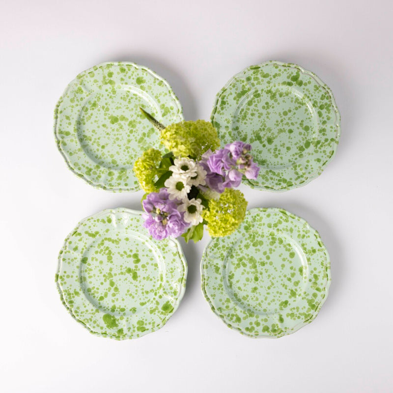 Scalloped Edge Splatter Plate - Light Green Dinner