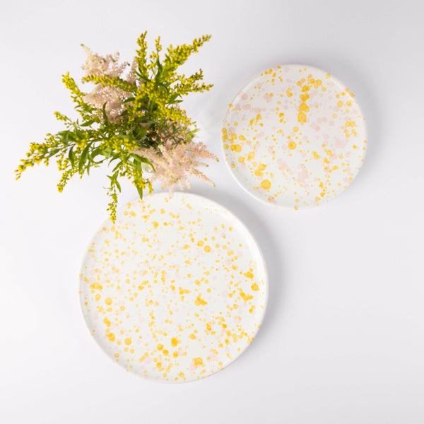Scalloped Edge Splatter Plate - Pink & Yellow Starter