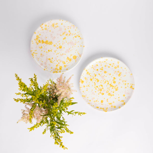 Scalloped Edge Splatter Plate - Pink & Yellow Starter