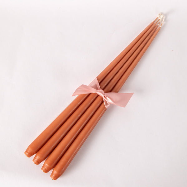 Set of Four Tapered Candles - Brown
