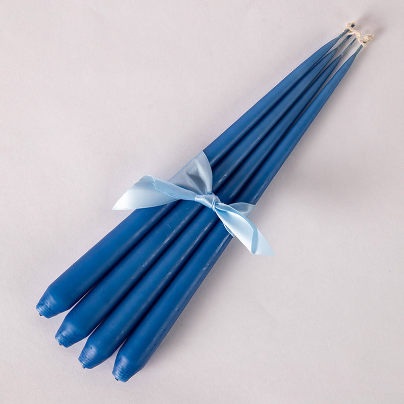 Set of Four Tapered Candles - Blue