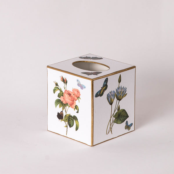Pink Roses, Hydrangea & Blue Irises Tissue Box
