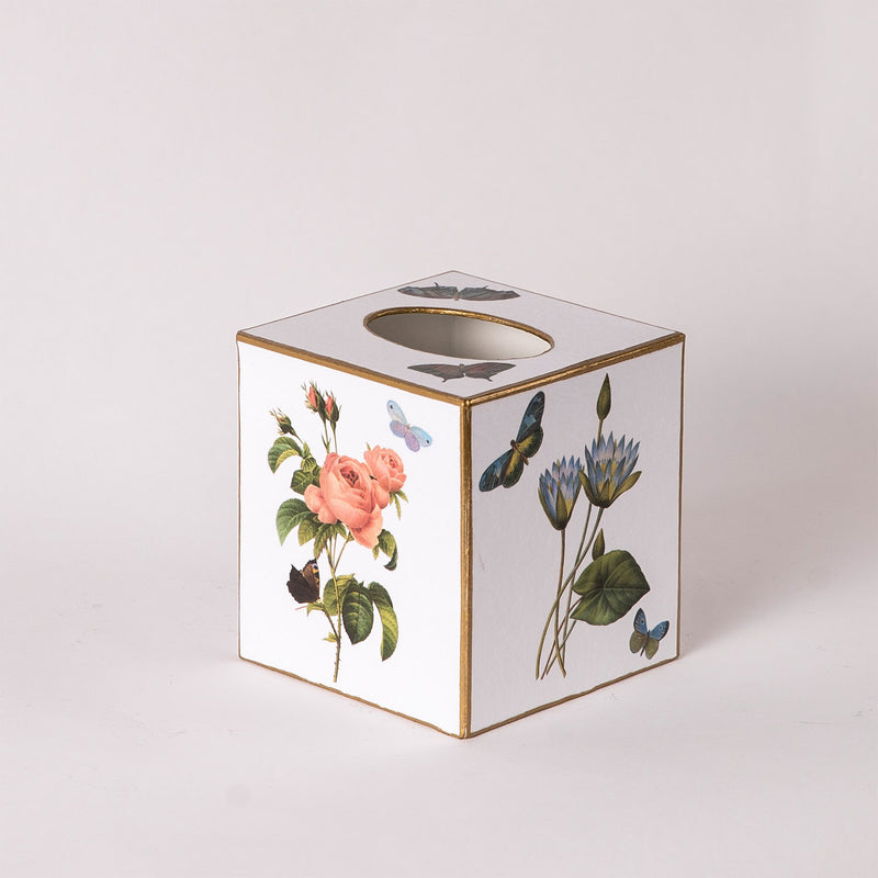 Pink Roses, Hydrangea & Blue Irises Tissue Box