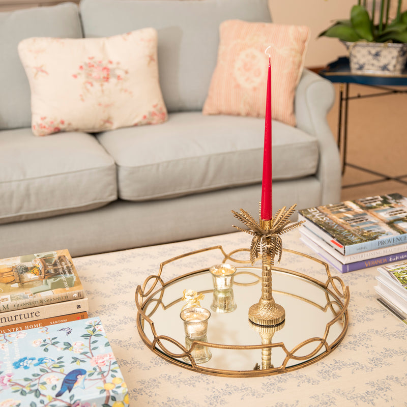 Golden Palm Tree Candle Holder
