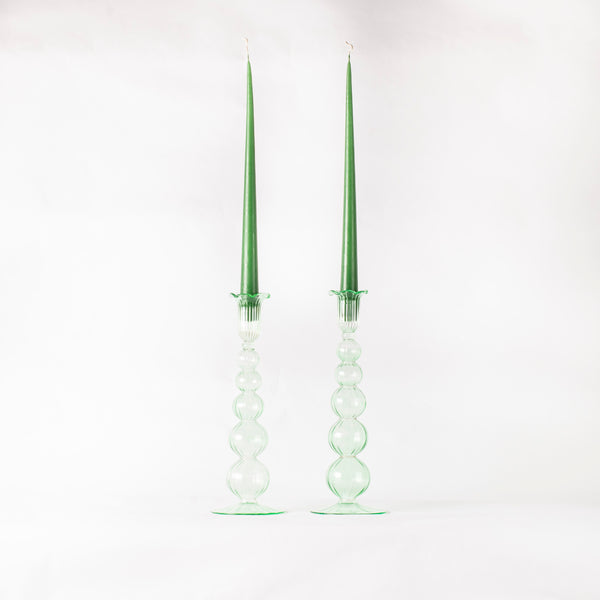 Handblown Glass Candle Holders - Set of Two