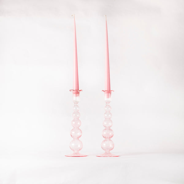 Handblown Glass Candle Holders - Set of Two