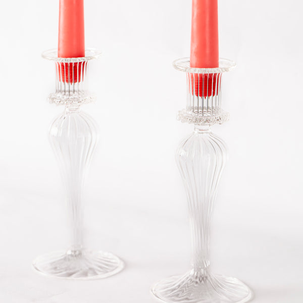 Handblown Glass Candle Holders - Set of Two