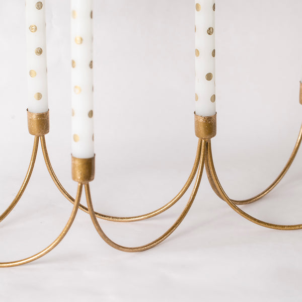 White and Gold Dotty Candles - Set of Four