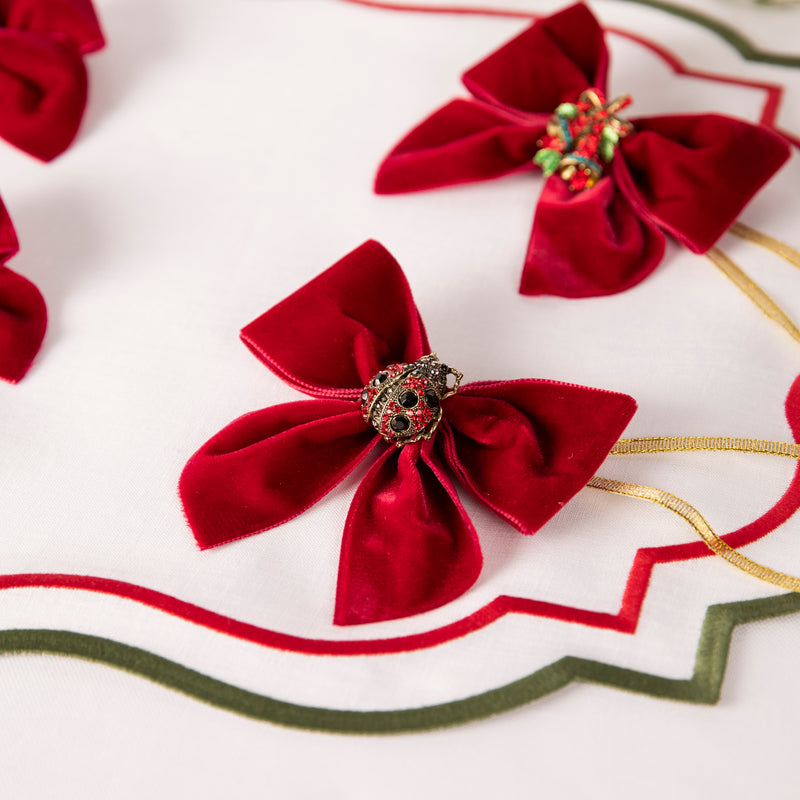 Set of Four Christmas Red Velvet Bows