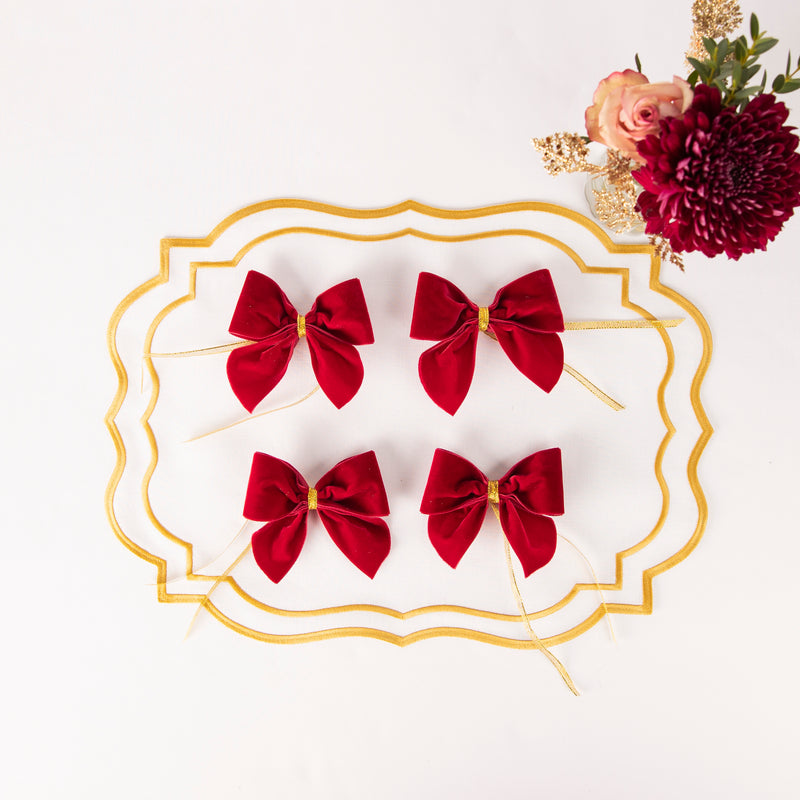 Velvet Napkin Bows - Set of Four