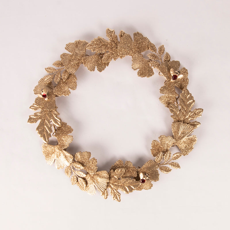 Gold Glitter Metal Leaf Wreath