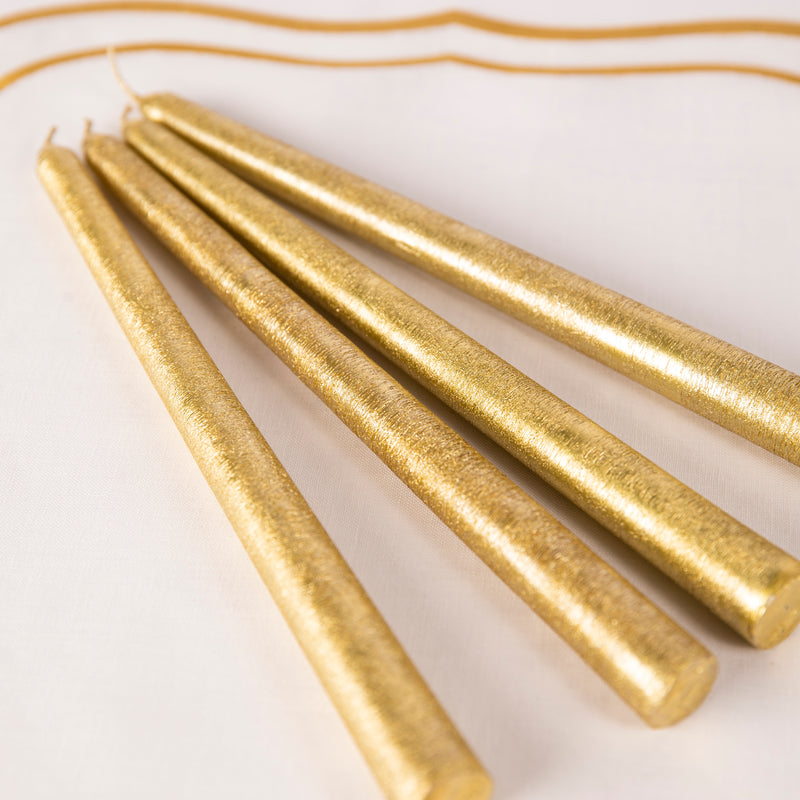 Christmas Gold Candles - Set of Four