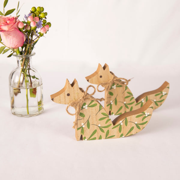 Set of Two Festive Foxes